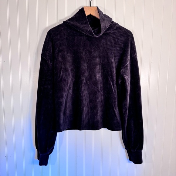 Bar III Black Corduroy Ribbed Velvet Turtleneck Pullover Sweater Size Large - Picture 1 of 10